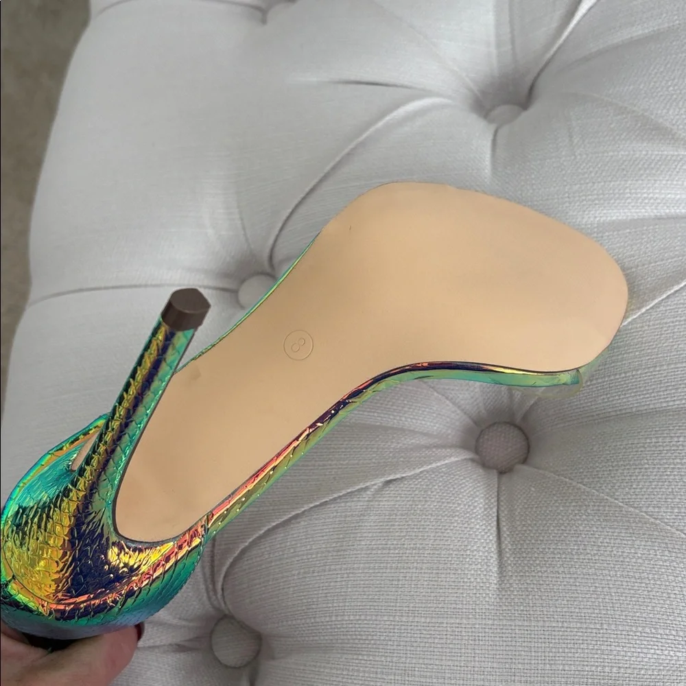 LULUS Ledah Hologram Snake Lace-Up Heels - Picture 6 of 11